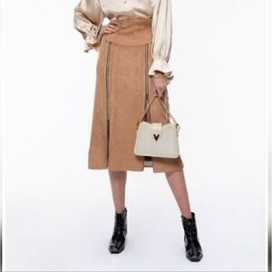 VHNY Vivienne Hu NY Caramel Suede Zippered Skirt